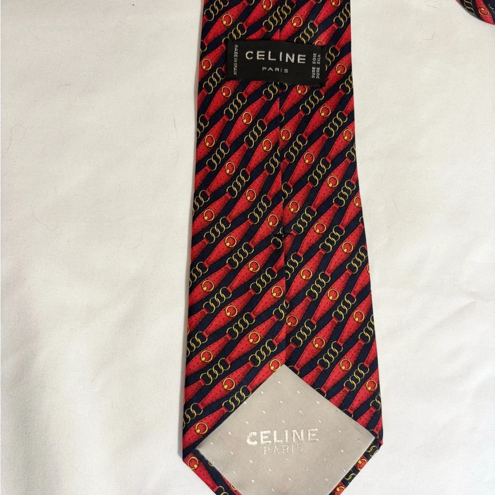 Celine Red and Black Diagonal Pattern Tie